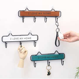 复古木质钥匙挂钩创意墙上衣帽钩家居玄关墙壁衣服挂架墙壁置物架