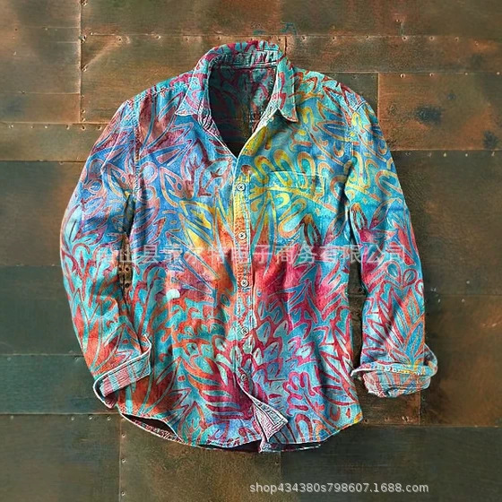 Men's Thick Shirts, Independently Sold on Amazon, Best-Selling Cross-Border Printed Men's Collared Shirts in Twill Fabric Men's Thick Shirts, Independently Sold on Amazon, Best-Selling Cross-Border Printed Men's Collared Shirts in Twill Fabric