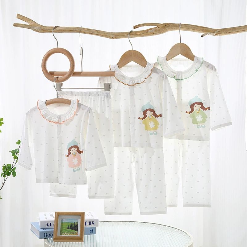 Baby Ice Home Кондиционер Одежда из хлопка Тонкий Мальчик Девочка Летняя Детская Пижама Набор
