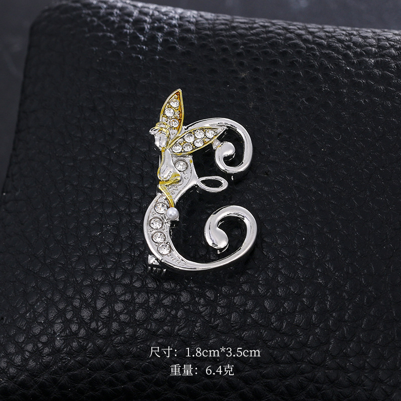 Ángel inglés carta broche moda oro diamante broche aleación ramillete accesorios de ropa PIN