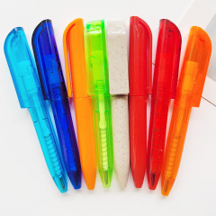 カラーショートツイストボールペンミニプラスチック印刷ロゴ広告ペンギフトプロモーションワイドフック小さな短いペン