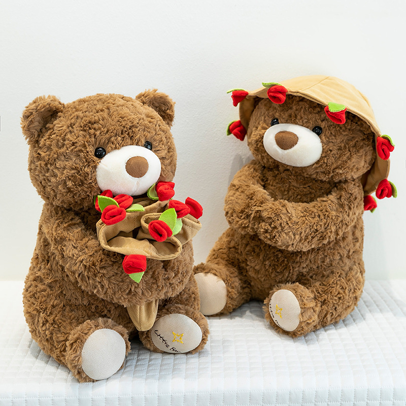 新しいかわいいバラのクマのぬいぐるみ花束クマ人形人形女の子のためのバレンタインデーのギフト告白|undefined