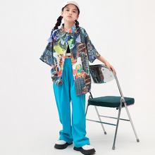 爵士舞服装女童裤子宽松衬衫套装男童潮服少儿hiphop流行舞演出服