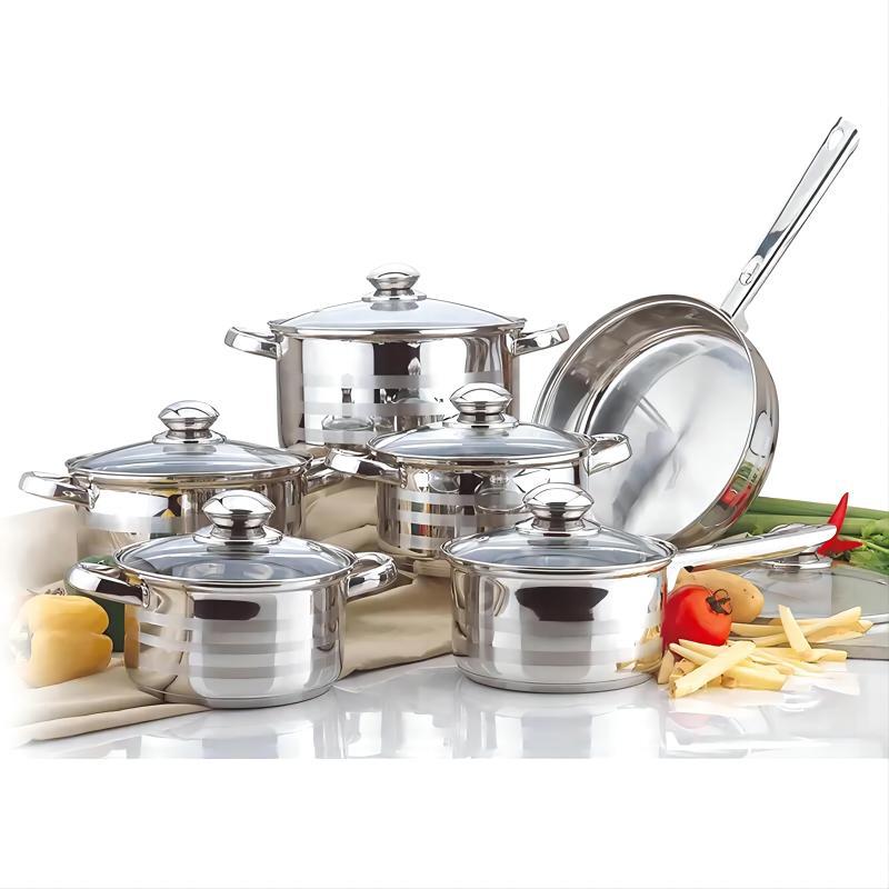 Fuente transfronteriza de olla de acero inoxidable engrosada y de fondo múltiple 15pcs combinación de olla de cocina 35pcs pot