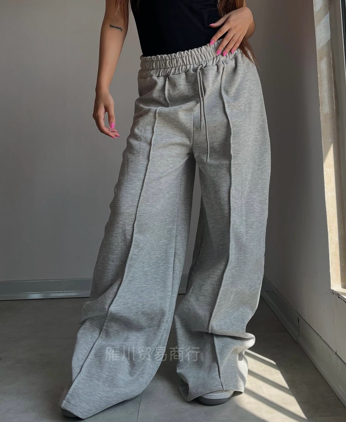 Europa y los Estados Unidos transfronterizos otoño y invierno gris pesado pantalones sueltos para mujeres al aire libre pantalones de piernas de calzado casuales image 7
