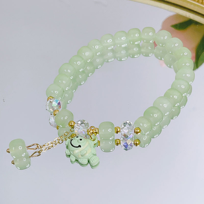 thumbnail image 1 of Pulsera de cristal para estudiantes de primavera y verano, pulsera de cuentas sencilla y bonita para mujer, decoración de mano, pez payaso, verde, 1 of 2