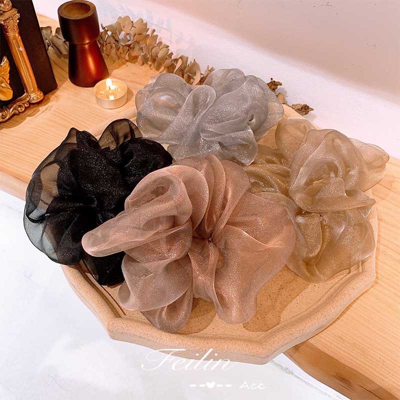 Elegante mesh haar scrunchie voor dames haaraccessoire_voghion.com
