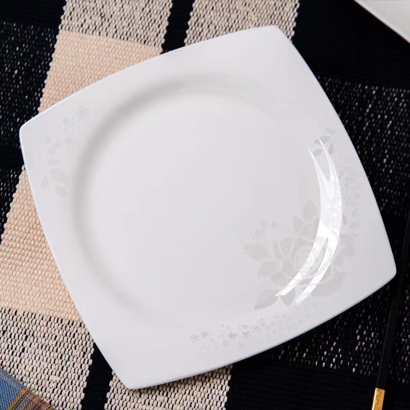 Cuencos caseros Jingdezhen hueso porcelana cubiertos platos platos platos de rosa blanca cubierta de cocina simple microondas