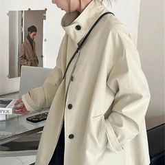 大码休闲立领中长款风衣女秋冬胖mm300斤高级感简约宽松工装外套