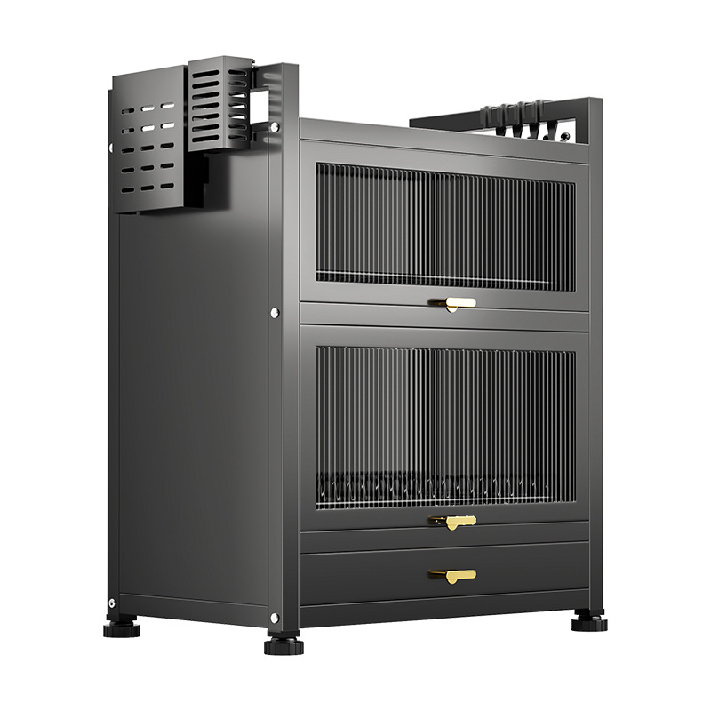 Estante de cocina multicapa con cubierta de drenaje de agua estante de platos multifuncional mesa para plato palillos almacenar cubierta a prueba de polvo