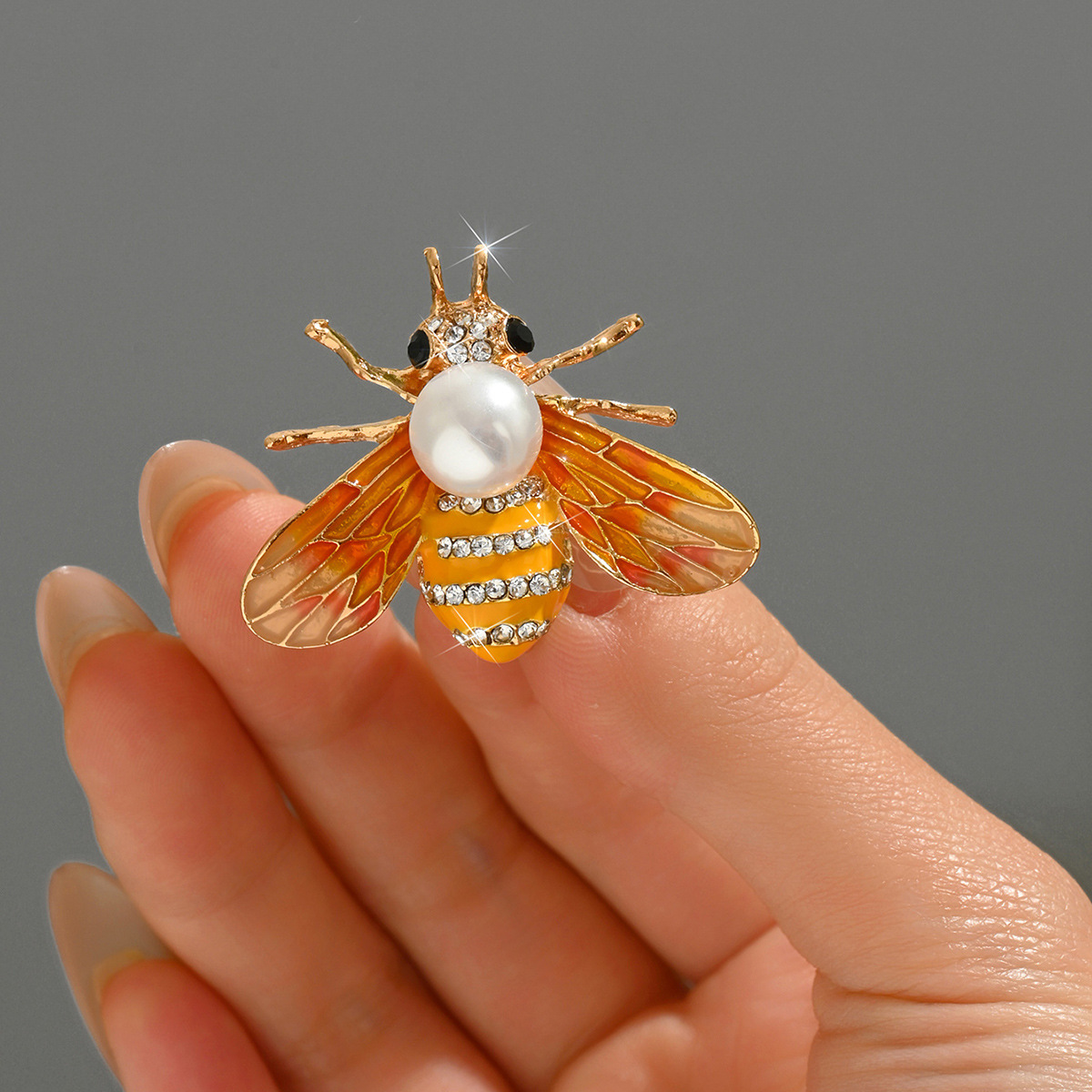 Cross-border nuevo esmalte simple diamante miel broche nicho femenino de alta sensación pin diy insectos accesorios de traje