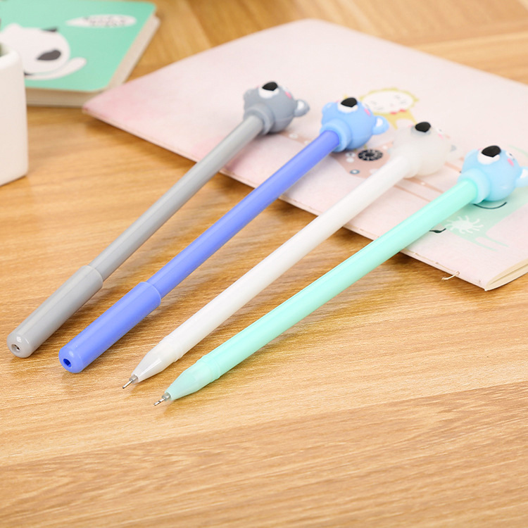 Directo de fábrica creativa Kaola pluma de gel de dibujos animados lindo aprendizaje papelería cabeza de silicona pluma de agua pluma de la firma de oficina