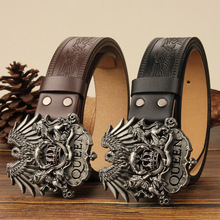 跨境热销英国乐队Queen腰带扣头潮流飞鹰压花皮革男士裤带个性