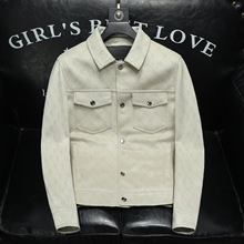 2025年冬季新款韩版修身提花立领休闲棉衣男士时尚个性外套