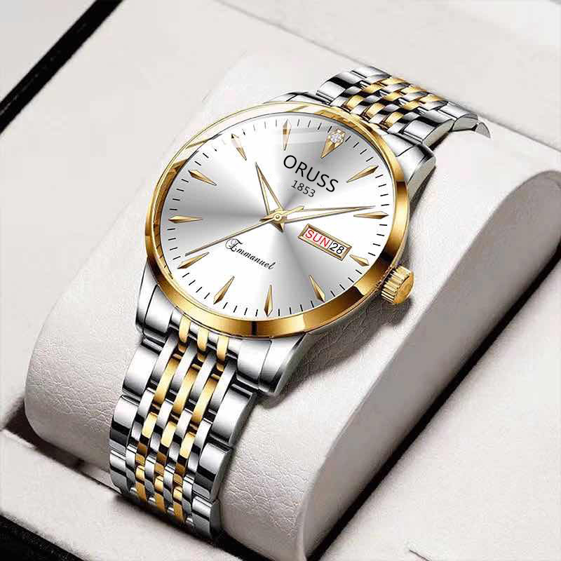 120g Weight Tempered Glass Mirror Material Alloy Strap Material Watch Classification Pointer Display Type Double Side Snaps Buckle Style Round Dial Shape Business Occasion Quartz Movement Geometric Pattern Men'S Gender Business Style Business Geometric Double Side Snaps Quartz Men's Watches