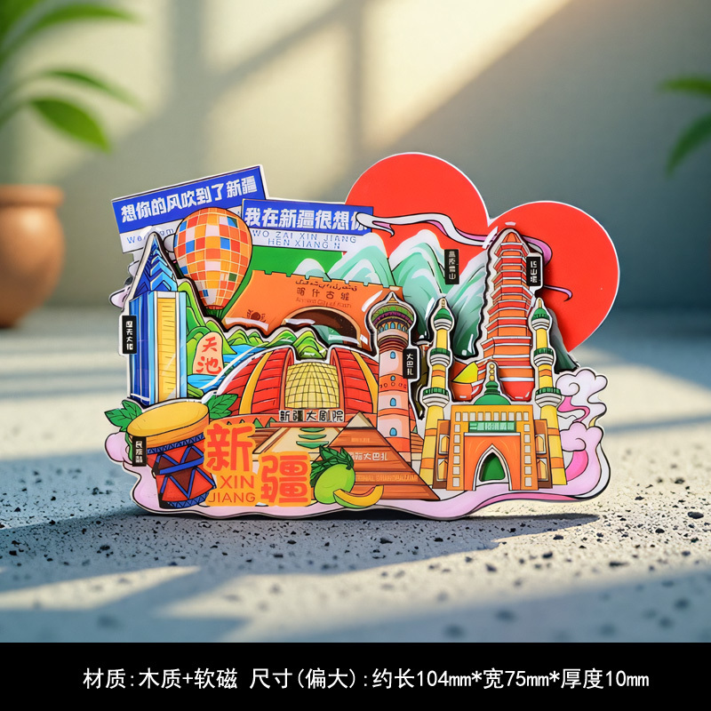 3d立体新疆冰箱贴旅游馕饼美食磁性贴赛里木湖乌鲁木齐喀纳斯文创|undefined
