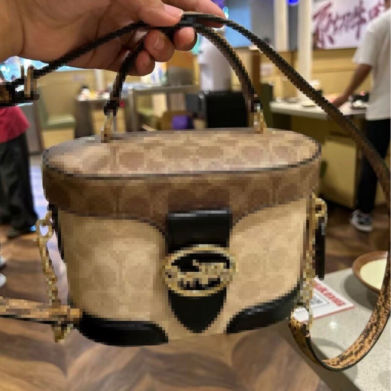 High-End Kou Brand Monogram Box Bag, Handbag with Color-Blocking, Crossbody Flap, Versatile Makeup Bag, Fashionable Carriage Small Round Bag