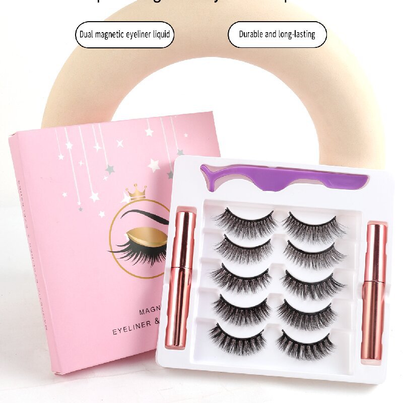 Las pestañas magnéticas de cinco pares de pestañas magnéticas de ojos suaves, sin pegamento, fibra magnética de absorción larga Xyintemu una generación