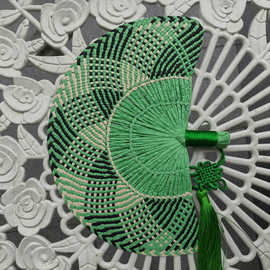 外贸非遗扇子四川特色古镇旅游伴手礼纯手工编织菁扇工艺品