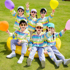 小学生校服春秋装三件套儿童季运动会棒球班服幼儿园园服彩虹套装