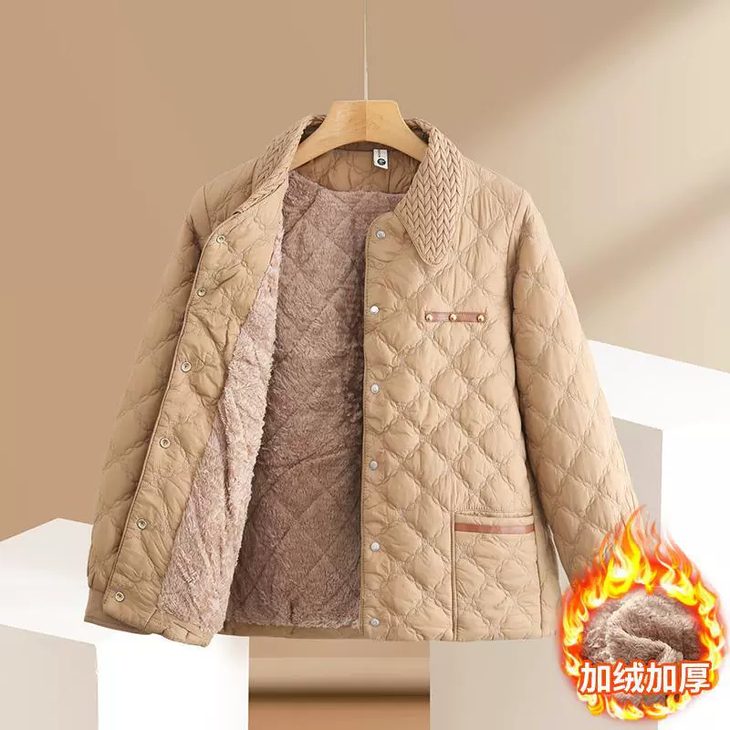 Warm down jacket for mother, for middle age, increased thickness, western style