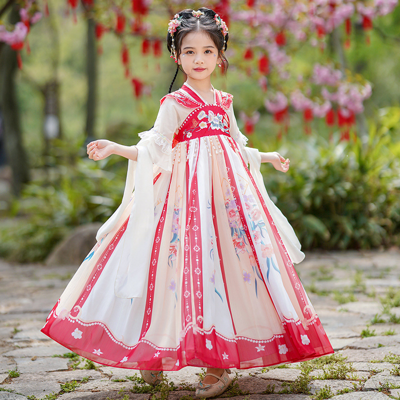 Hanfu-style Girls' Summer Dress 2024 New Children Tangzhuang Ancient Costume for Little Girls, Ancient Style Princess Dress for Performances