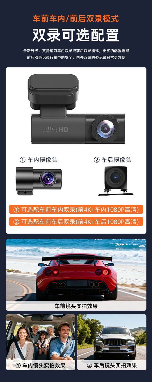 4G Remote Dashcam with 24h Front and Rear Dual Recording, GPS Real-time Positioning, and Video Playback Monitoring