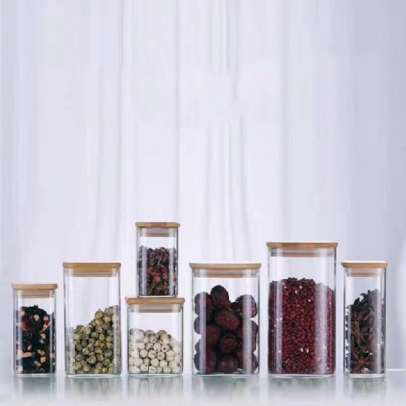 Big square glass coffee storage box sealed, spoon, storage system