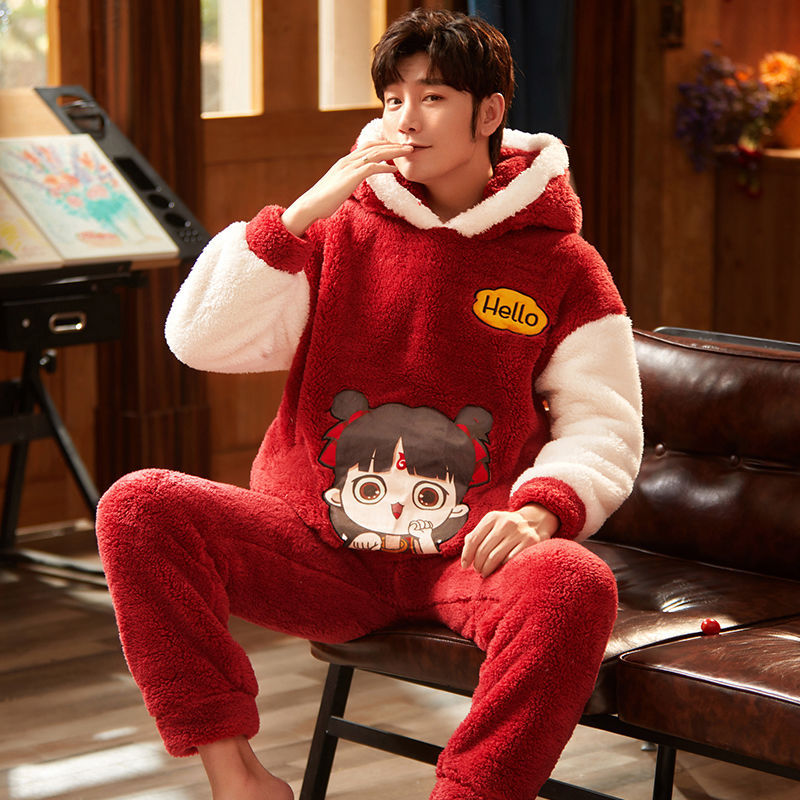 Pijamas de invierno de mujeres de invierno grueso con ropa de franela de terciopelo otoño y invierno de mediana edad Coral Pijamas damas de primavera y otoño
