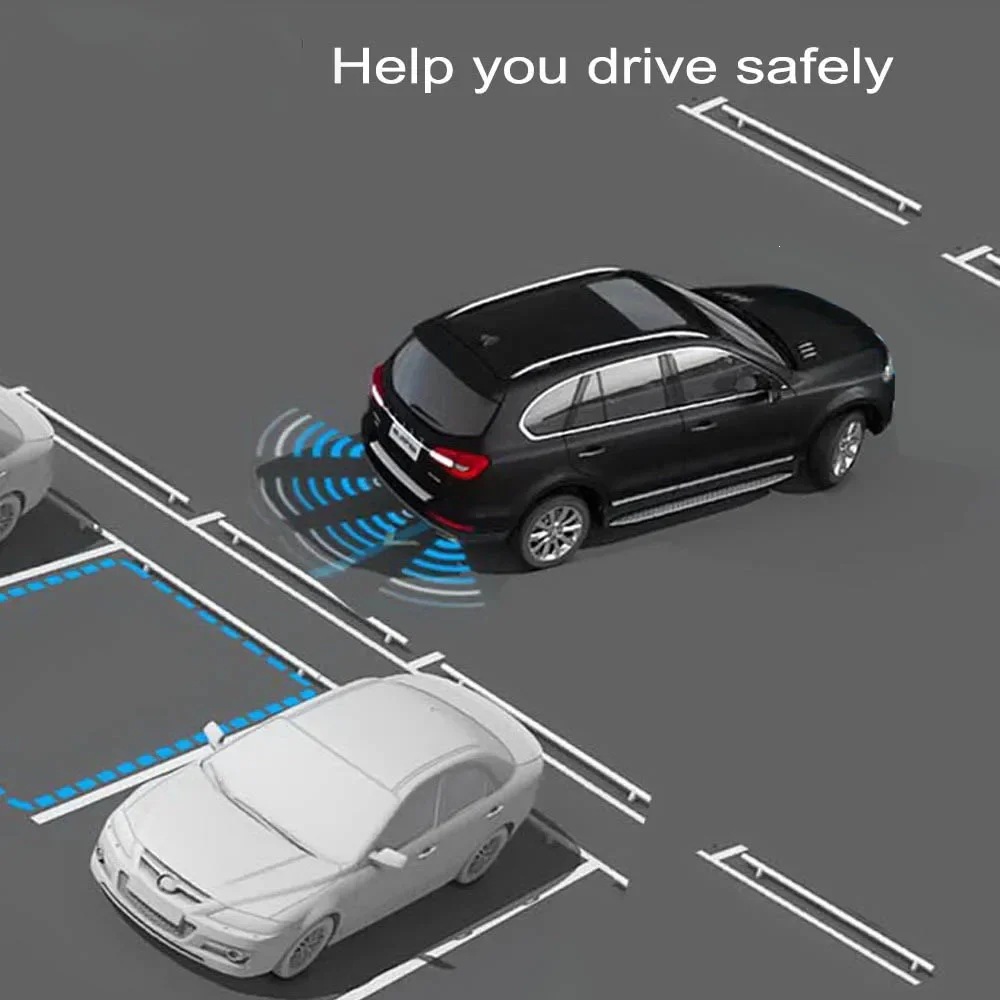 Car buzzer with built-in reversing radar assistance can be paired with a rearview camera system, featuring 4 rear sensors, directly supplied by the manufacturer