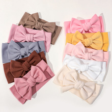 外贸跨境新款儿童发饰品欧美宝宝纯色蝴蝶结头带婴儿柔软弹力发带