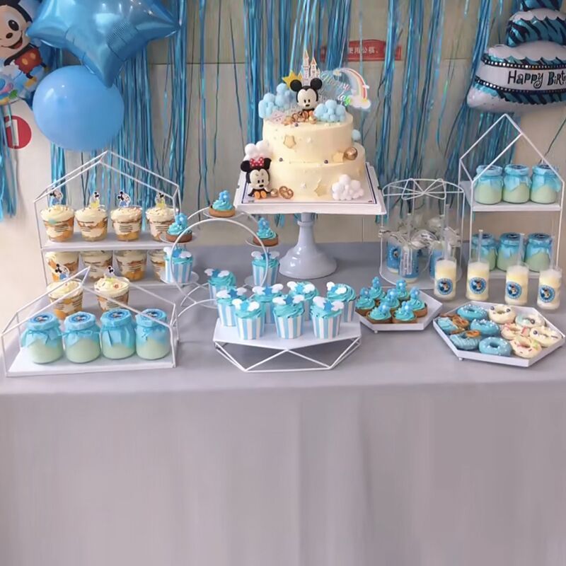 Estilo europeo blanco decoración de la mesa de postre soporte de exhibición de la torta de la boda estante merienda té de la tarde postre bandeja de pastelería