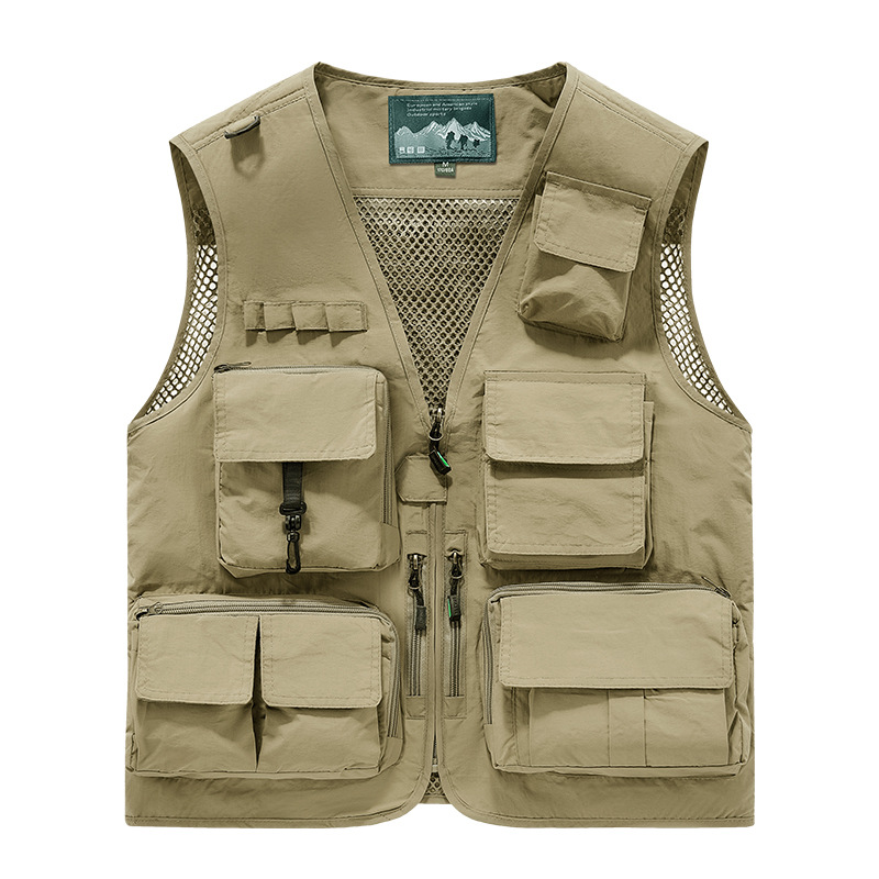 Chaleco de Pesca y Fotografía con Múltiples Bolsillos para Hombre de Poliéster, para Pesca y Fotografía