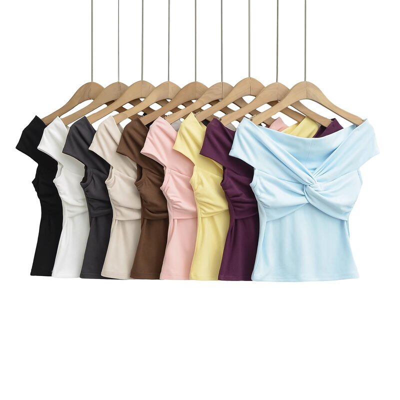 Factory-Issued Pleated Twisted One-Shoulder Short-Sleeved T-Shirt for Women Summer American Pure Lust Sexy Design Slim Top Factory-Issued Pleated Twisted One-Shoulder Short-Sleeved T-Shirt for Women Summer American Pure Lust Sexy Design Slim Top