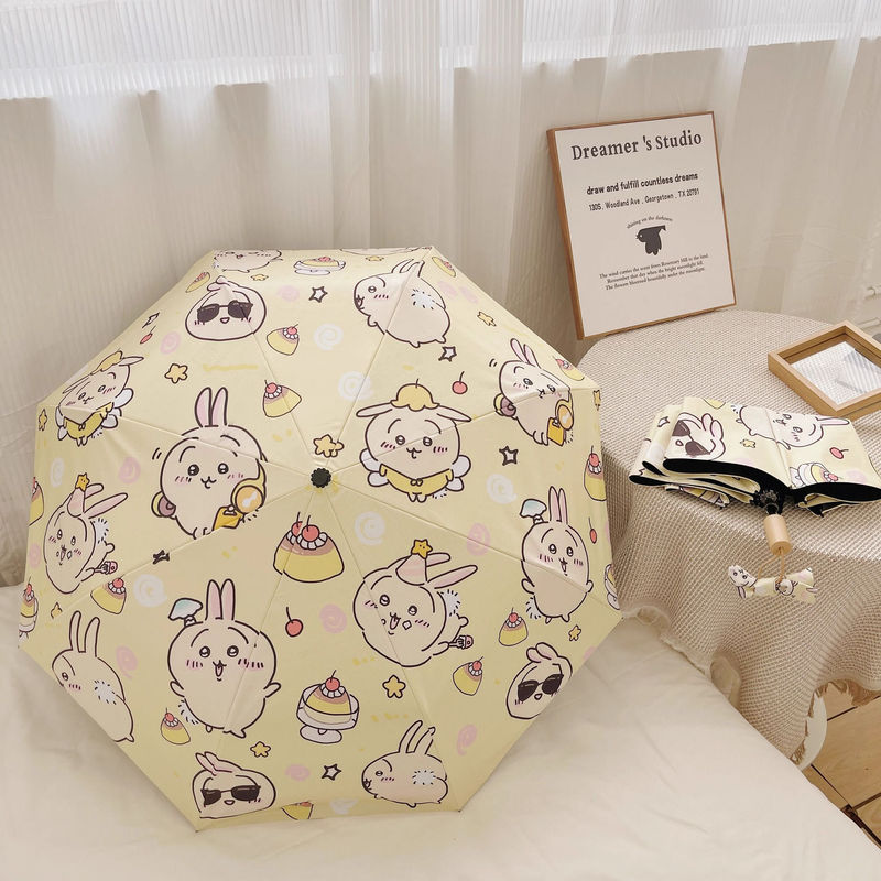 Umbrella Sun Protection Uv Protection Fully Automatic Ika Cute Umbrella Folding Umbrella for Women Rain or Shine Sun Protection