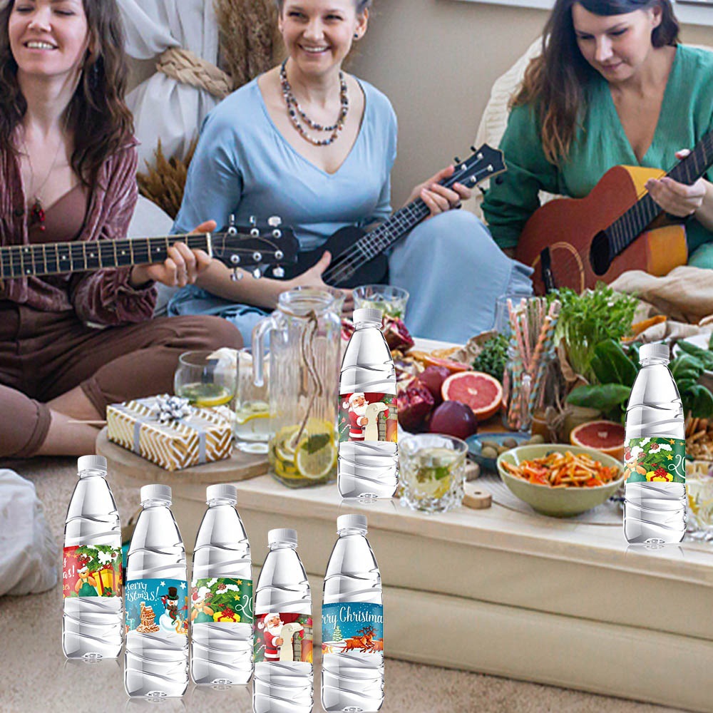 Nuevos pegatinas de decoración de Navidad pegatinas de fiesta de Navidad botella de agua bebida adhesivo sellado pegatinas de decoración de atmósfera