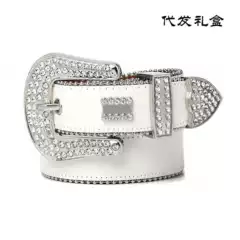 Men's Rhinestone Belt High-End Studded Leather Belt for Women Full Diamond Alloy Pin Buckle Punk Minimalist Loose Waist Belt