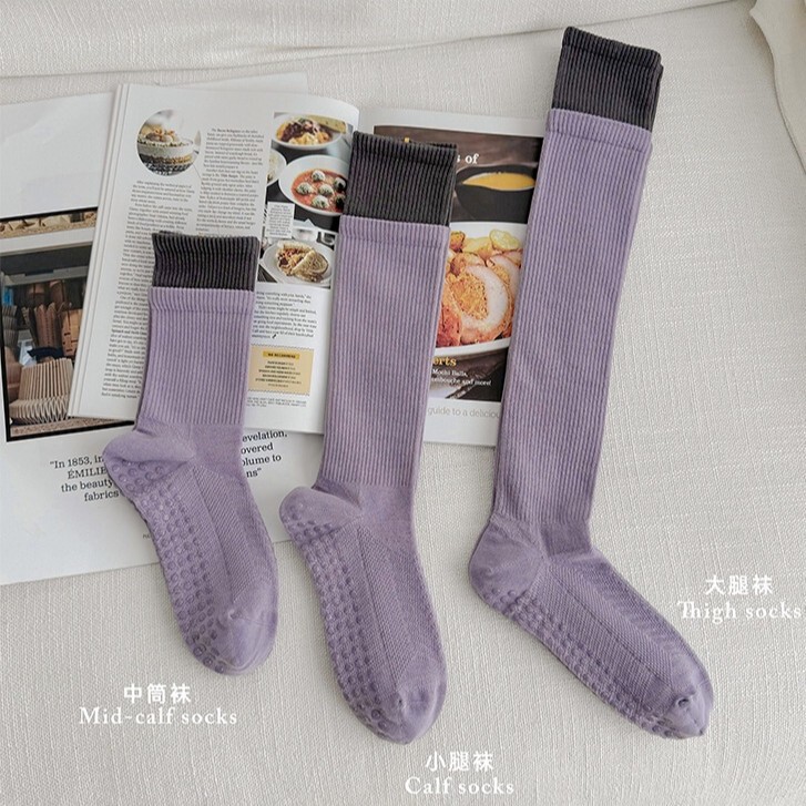 Good Fa 2025 Cotton Double Cuff Contrasting Color Anti-Slip Glue Yoga Socks Three Lengths Pressure Socks for Women Good Fa 2025 Cotton Double Cuff Contrasting Color Anti-Slip Glue Yoga Socks Three Lengths Pressure Socks for Women