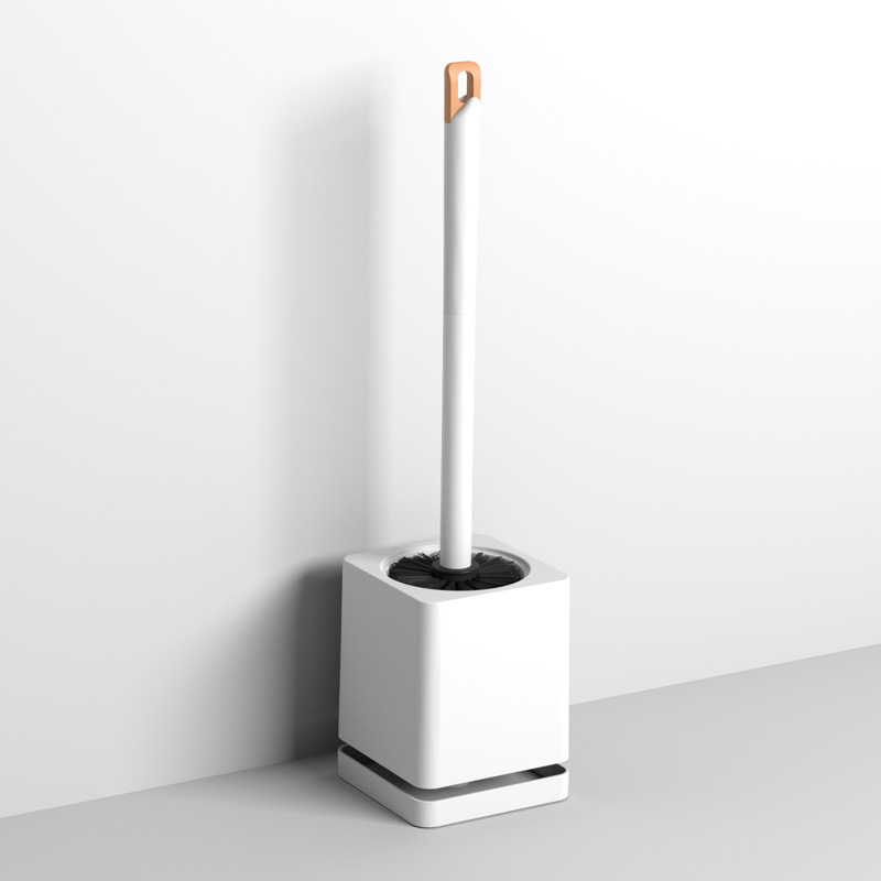 長い柄の便器のブラシは底を持って壁掛けに座ってブラシをかけます。|undefined