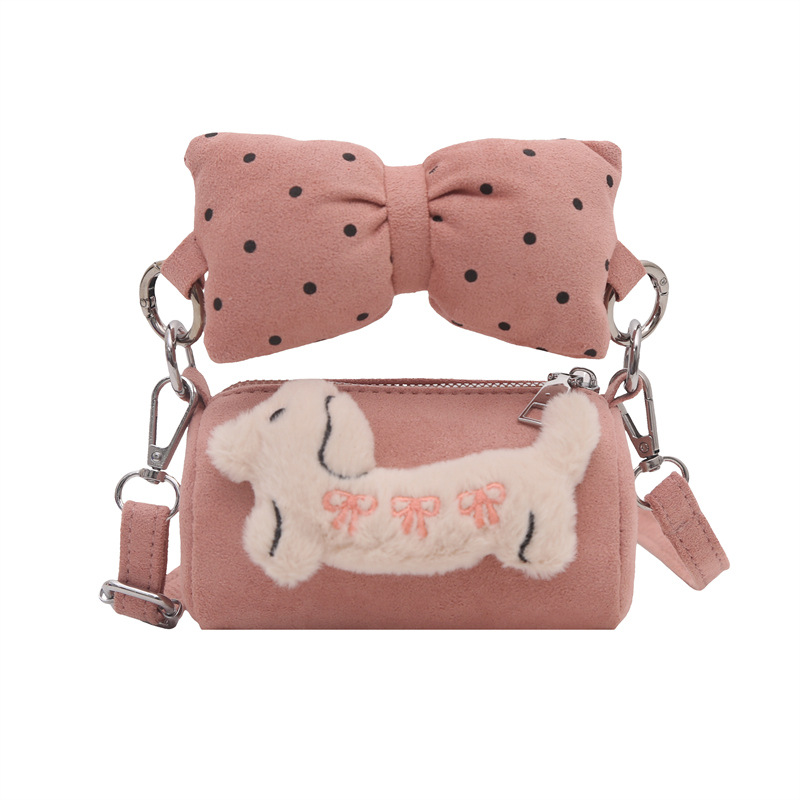 Cartoon peluche cachorro niñas y niños bolsos de hombro mini lindos bebés bolsos de mano de arco otoño invierno bolsos de niños