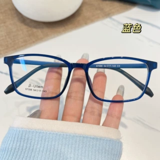 超轻蓝色塑钢近视眼镜架舒适男女同款休闲可配高度近视大脸显瘦潮