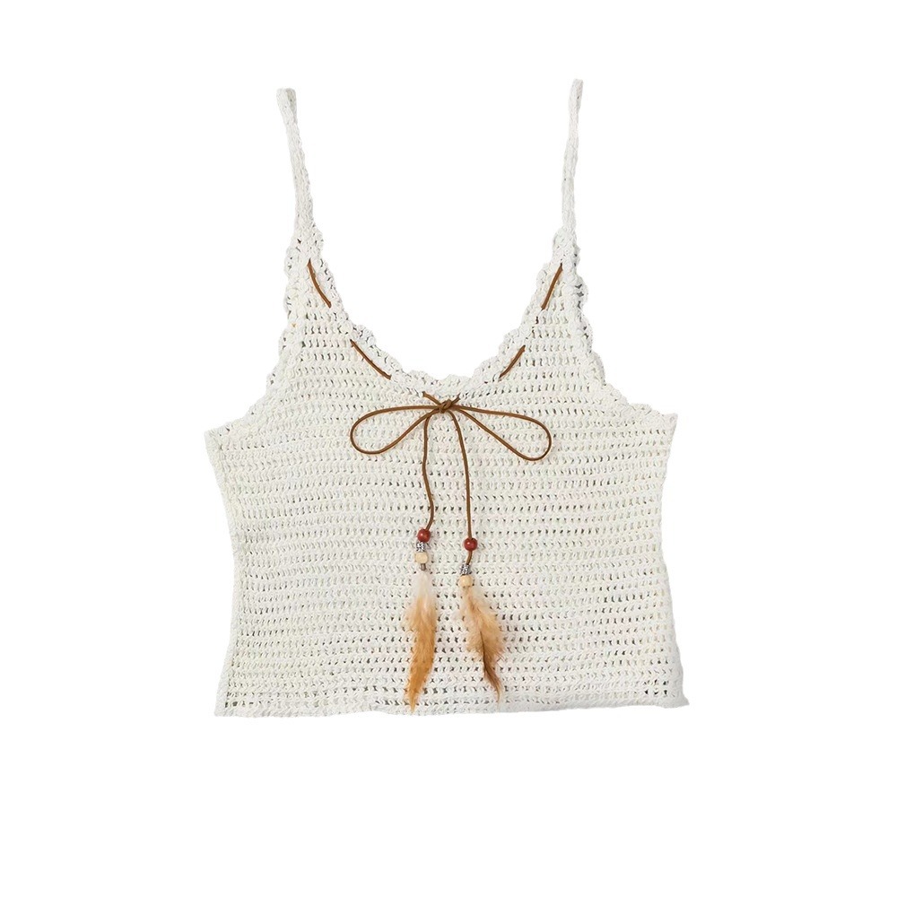 GraceChic GraceChic Foreign Trade Knitted Two-Piece Swimsuit Women With Cover-Up, High-End Solid Color Tie-Up Pure Desire Style Tank Top For_voghion.com