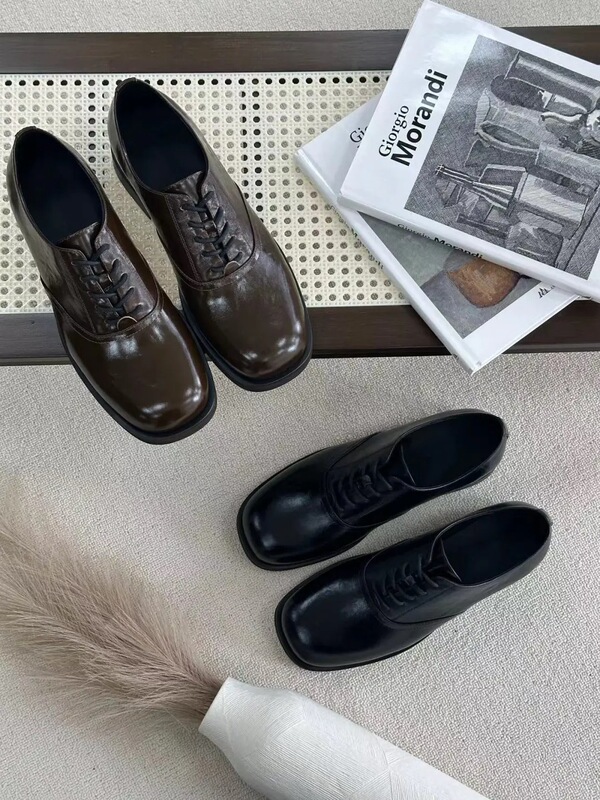 Trendy Men's Leather Shoes with 7cm Thick Soles, Height-Increasing Shoes for Weddings, Groom and Couple Loafers, Casual Commuting Derby Shoes