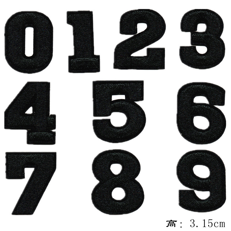 Insignia popular transfronteriza parche digital pegatinas ropa jeans parche digital pegatinas de tela pegatinas de bordado 0-9 parche pegatinas