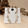 Silver needle, zirconium, crystal from pearl, design earrings with tassels, flowered, European style, high-quality style