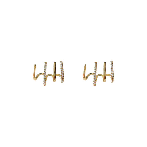 Geometric Micro-Inlaid Zirconia 925 Silver Needle Earrings Niche New Trendy Internet Celebrity Earrings High-Quality Temperament Earrings Plated 14k