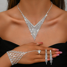欧美时尚简约新娘水钻项链耳环套装礼服结婚宴会女配饰品装饰项圈