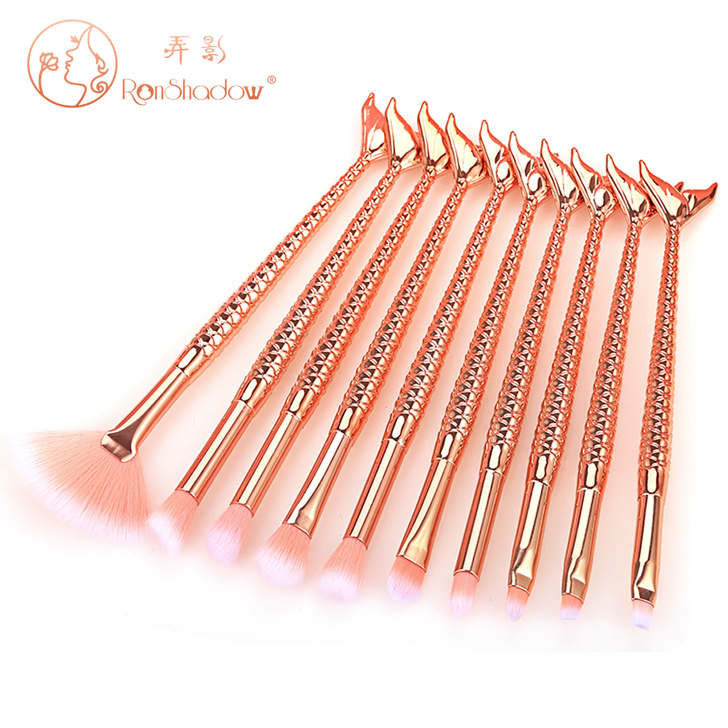 6 pinceles de maquillaje de sirena, 10 pinceles de maquillaje de sirena, pinceles de maquillaje de pescado pequeño, pinceles de sombra de ojos, herramientas de belleza
