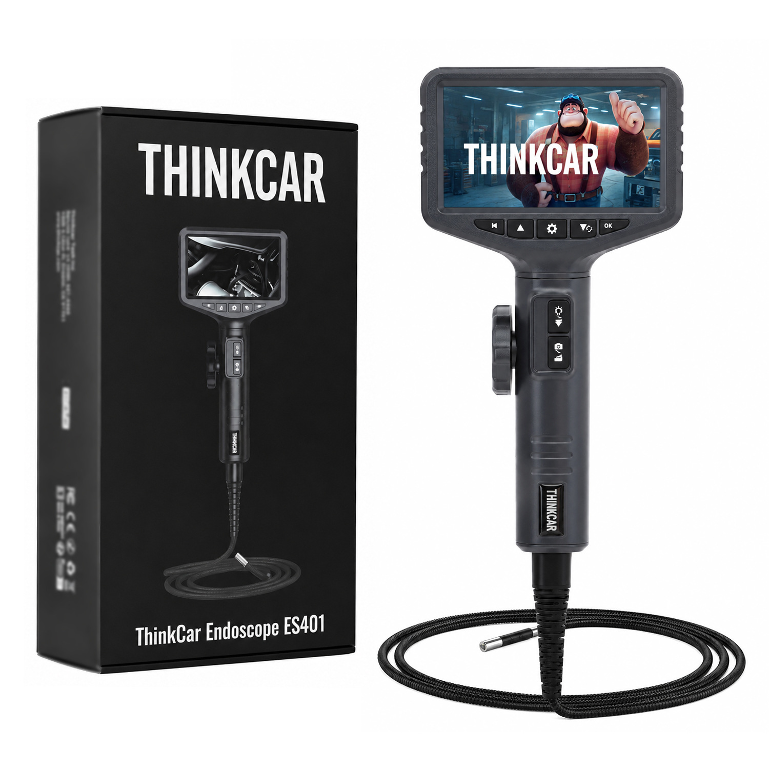 Thinkcar Es401 ikitərəfli 180° boru endoskopu, avtomobil diaqnostikası
