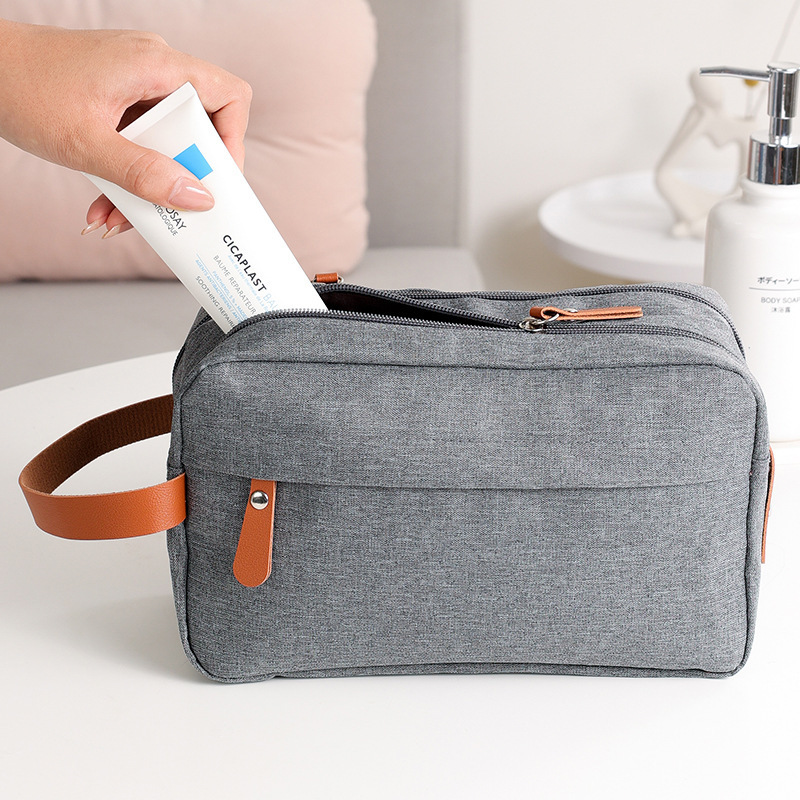Business Trip Men's Cosmetic Bag Double-Layer Large-Capacity Toiletry Bag Solid Color Oxford Cloth Storage Bag Portable Handbag Business Trip Men's Cosmetic Bag Double-Layer Large-Capacity Toiletry Bag Solid Color Oxford Cloth Storage Bag Portable Handbag